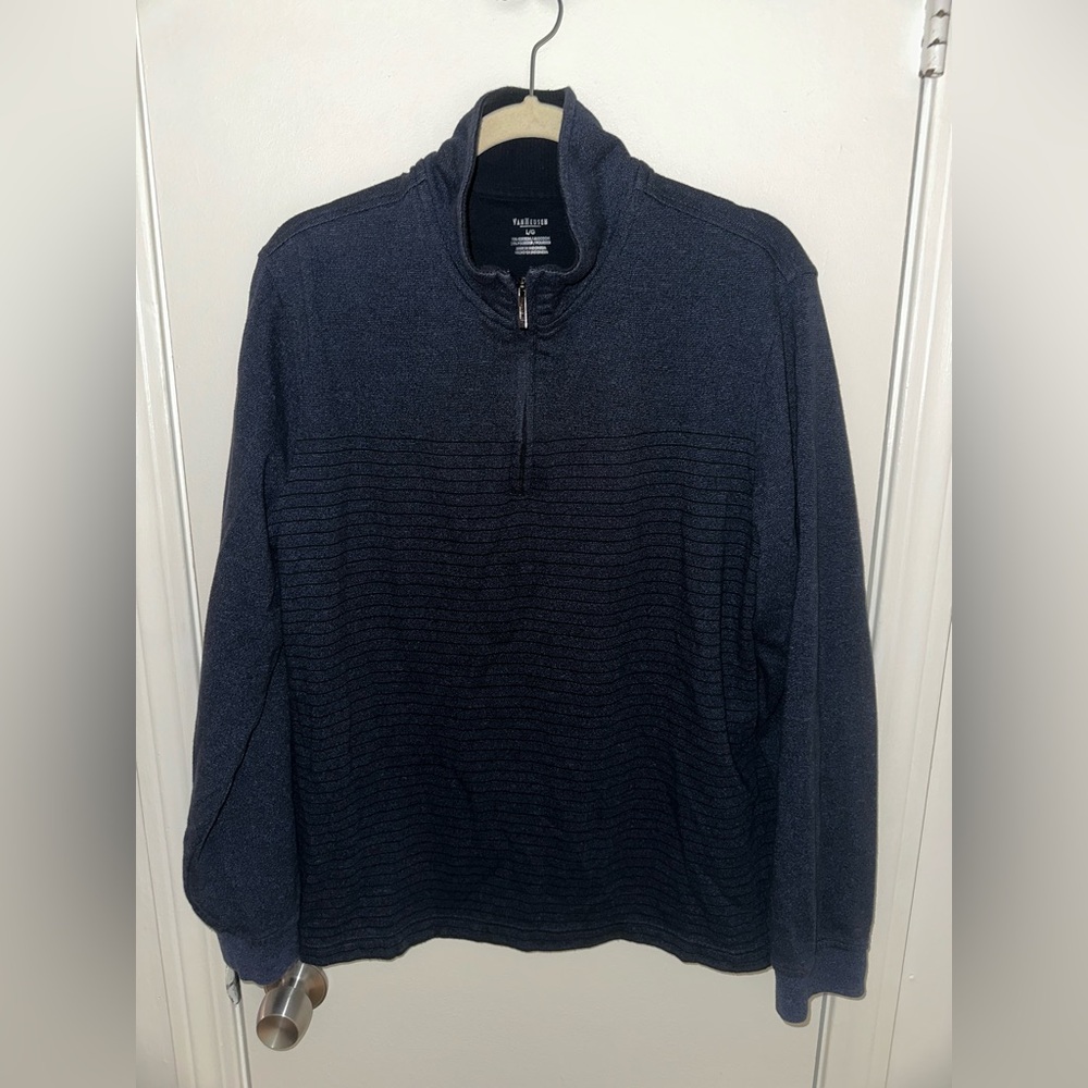 VAN HEUSEN Men's Dark Blue Zip-Up Sweater